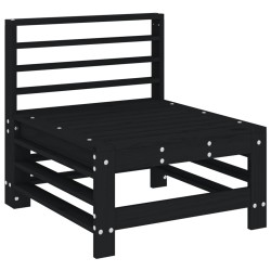 Salon de jardin 6 pcs Noir Bois de pin massif 