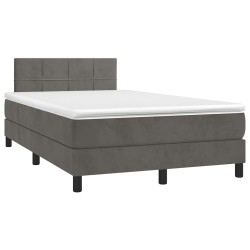 Sommier à lattes de lit avec matelas LED gris foncé 120x190 cm 