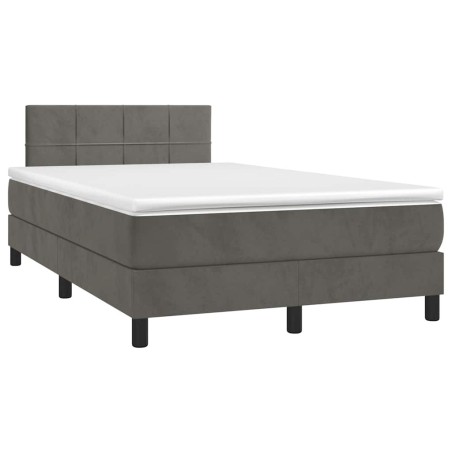Sommier à lattes de lit avec matelas LED gris foncé 120x190 cm 