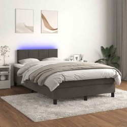 Sommier à lattes de lit avec matelas LED gris foncé 120x190 cm 