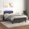 Sommier à lattes de lit avec matelas LED gris foncé 120x190 cm 