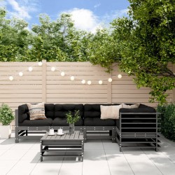 Salon de jardin 6 pcs Gris Bois de pin massif 