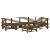 Salon de jardin 6 pcs Marron miel Bois de pin massif 