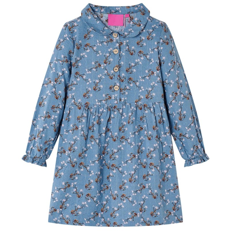 Robe pour enfants à manches longues bleu essence 140 