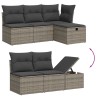 Salon de jardin 6 pcs avec coussins gris résine tressée 