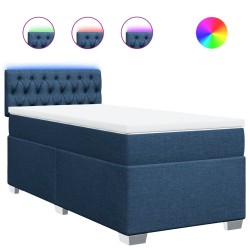 Sommier à lattes de lit avec matelas Bleu 90x190 cm Tissu 