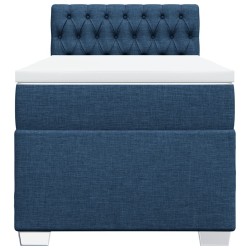 Sommier à lattes de lit avec matelas Bleu 90x190 cm Tissu 