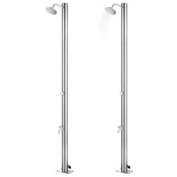 Douche de jardin avec base marron 220 cm Acier inoxydable 