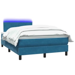Sommier à lattes de lit et matelas bleu foncé 120x220cm velours 