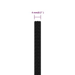Corde de travail Noir 4 mm 25 m Polyester 