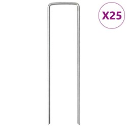 Piquets de sol en forme de U 25 pcs 15x3,5 cm acier galvanisé 