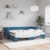 Lit de jour avec lit gigogne et matelas bleu 80x200 cm velours 