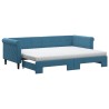 Lit de jour avec lit gigogne et matelas bleu 80x200 cm velours 