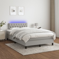 Sommier à lattes de lit matelas LED gris clair 120x190 cm tissu 