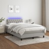 Sommier à lattes de lit matelas LED gris clair 120x190 cm tissu 