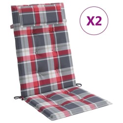 Coussins de chaise à dossier haut lot de 2 carreaux rouge 