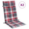 Coussins de chaise à dossier haut lot de 2 carreaux rouge 