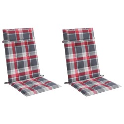 Coussins de chaise à dossier haut lot de 2 carreaux rouge 