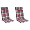 Coussins de chaise à dossier haut lot de 2 carreaux rouge 