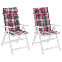 Coussins de chaise à dossier haut lot de 2 carreaux rouge 