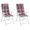 Coussins de chaise à dossier haut lot de 2 carreaux rouge 