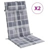Coussins de chaise à dossier haut lot de 2 carreaux gris 