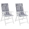 Coussins de chaise à dossier haut lot de 2 carreaux gris 