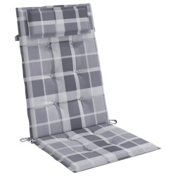 Coussins de chaise à dossier haut lot de 2 carreaux gris 