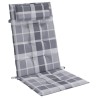 Coussins de chaise à dossier haut lot de 2 carreaux gris 