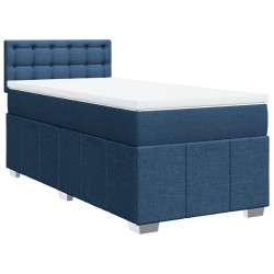 Sommier à lattes de lit avec matelas Bleu 90x190 cm Tissu 