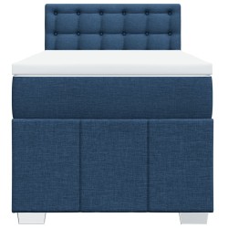 Sommier à lattes de lit avec matelas Bleu 90x190 cm Tissu 