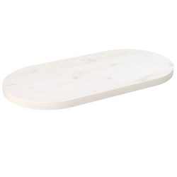 Dessus de table blanc 70x35x2,5 cm bois de pin massif ovale 