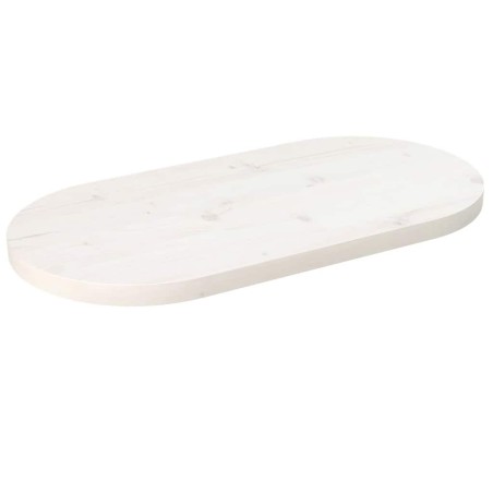 Dessus de table blanc 70x35x2,5 cm bois de pin massif ovale 
