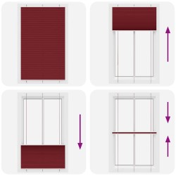 Store plissé rouge bordeaux 115x200 cm largeur du tissu 114,4cm 