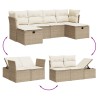 Salon de jardin avec coussins 6 pcs beige résine tressée 