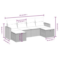 Salon de jardin avec coussins 6 pcs beige résine tressée 