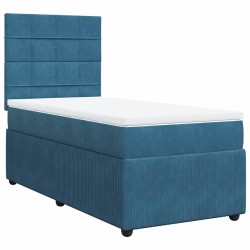 Sommier à lattes de lit avec matelas bleu 90x190 cm velours 