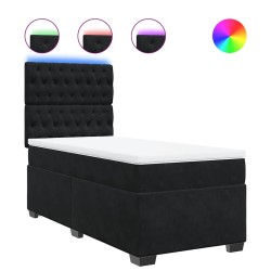 Sommier à lattes de lit et matelas Noir 80x200 cm Velours 