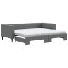 Lit de jour avec gigogne et matelas gris foncé 90x200 cm tissu 