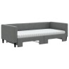 Lit de jour avec gigogne et matelas gris foncé 90x200 cm tissu 