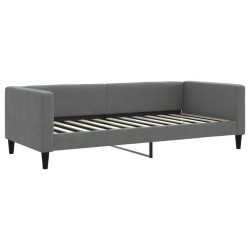 Lit de jour avec gigogne et matelas gris foncé 90x200 cm tissu 