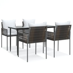 Ensemble à manger de jardin 5 pcs coussins résine tressée acier 