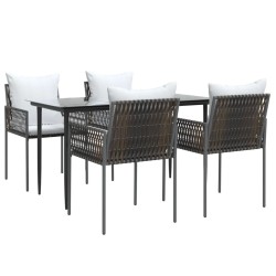 Ensemble à manger de jardin 5 pcs coussins résine tressée acier 