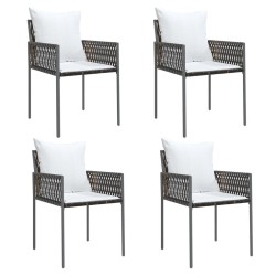 Ensemble à manger de jardin 5 pcs coussins résine tressée acier 