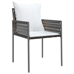 Ensemble à manger de jardin 5 pcs coussins résine tressée acier 