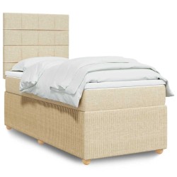Sommier à lattes de lit avec matelas Crème 90x200 cm Tissu 