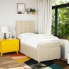 Sommier à lattes de lit avec matelas Crème 90x200 cm Tissu 