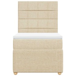 Sommier à lattes de lit avec matelas Crème 90x200 cm Tissu 