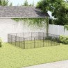 Parc pour chien 16 panneaux noir acier galvanisé 