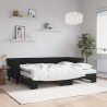 Lit de jour avec lit gigogne et matelas noir 80x200 cm velours 